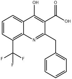 2-Benzyl-4-hydroxy-8-(trifluoromethyl)quinoline-3-carboxylic acid Struktur