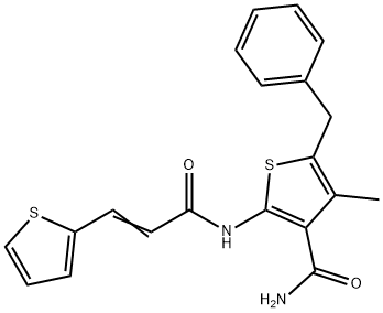 5-benzyl-4-methyl-2-{[3-(2-thienyl)acryloyl]amino}-3-thiophenecarboxamide Struktur