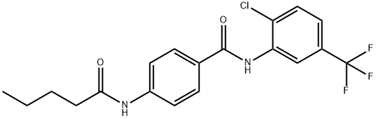 N-[2-chloro-5-(trifluoromethyl)phenyl]-4-(pentanoylamino)benzamide Struktur