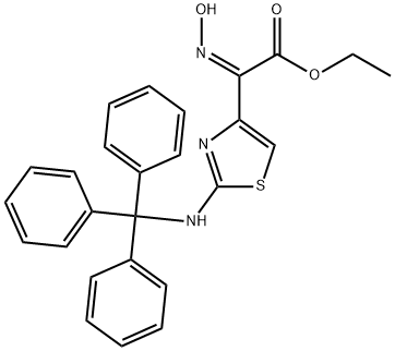 (Z)-Ethyl 2-(hydroxyimino)-2-(2-(tritylamino)thiazol-4-yl)acetate Struktur