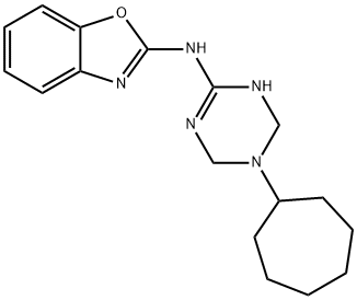 N-(5-cycloheptyl-1,4,5,6-tetrahydro-1,3,5-triazin-2-yl)-1,3-benzoxazol-2-amine Struktur