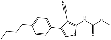 methyl (4-(4-butylphenyl)-3-cyanothiophen-2-yl)carbamate Struktur