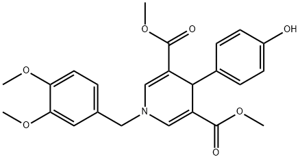 dimethyl 1-(3,4-dimethoxybenzyl)-4-(4-hydroxyphenyl)-1,4-dihydropyridine-3,5-dicarboxylate Struktur