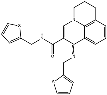 (Z)-N-(thiophen-2-ylmethyl)-1-((thiophen-2-ylmethyl)imino)-1,5,6,7-tetrahydropyrido[3,2,1-ij]quinoline-2-carboxamide Struktur