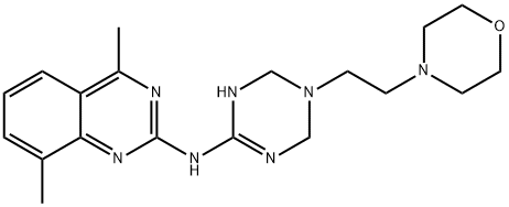 4,8-dimethyl-N-{5-[2-(morpholin-4-yl)ethyl]-1,4,5,6-tetrahydro-1,3,5-triazin-2-yl}quinazolin-2-amine Struktur