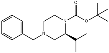 (S)-tert-butyl 4-benzyl-2-isopropylpiperazine-1-carboxylate Struktur