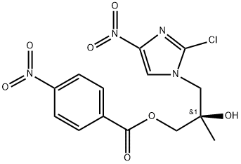 (R)-2-chloro-1-[2-hydroxy-2-methyl-3-(4-nitrobenzoyloxy)]-propyl-4-nitroimidazole Struktur