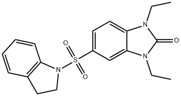 5-(2,3-dihydro-1H-indol-1-ylsulfonyl)-1,3-diethyl-1,3-dihydro-2H-benzimidazol-2-one Struktur