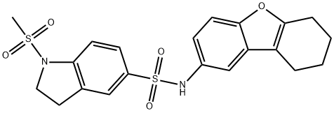 1-(methylsulfonyl)-N-(6,7,8,9-tetrahydrodibenzo[b,d]furan-2-yl)-2,3-dihydro-1H-indole-5-sulfonamide Struktur