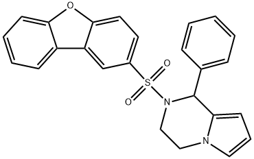 2-(dibenzo[b,d]furan-2-ylsulfonyl)-1-phenyl-1,2,3,4-tetrahydropyrrolo[1,2-a]pyrazine Struktur