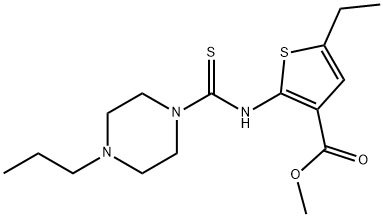 methyl 5-ethyl-2-(4-propylpiperazine-1-carbothioamido)thiophene-3-carboxylate Struktur