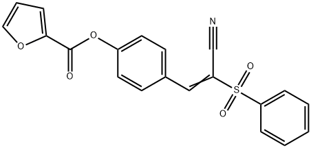 (E)-4-(2-cyano-2-(phenylsulfonyl)vinyl)phenyl furan-2-carboxylate Struktur