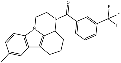 (8-methyl-3a,4,5,6-tetrahydro-1H-pyrazino[3,2,1-jk]carbazol-3(2H)-yl)(3-(trifluoromethyl)phenyl)methanone Struktur