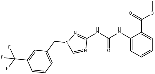 methyl 2-(3-(1-(3-(trifluoromethyl)benzyl)-1H-1,2,4-triazol-3(2H)-ylidene)ureido)benzoate Struktur