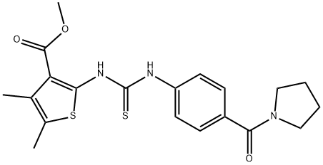 methyl 4,5-dimethyl-2-(3-(4-(pyrrolidine-1-carbonyl)phenyl)thioureido)thiophene-3-carboxylate Struktur