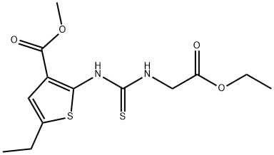 methyl 2-(3-(2-ethoxy-2-oxoethyl)thioureido)-5-ethylthiophene-3-carboxylate Struktur