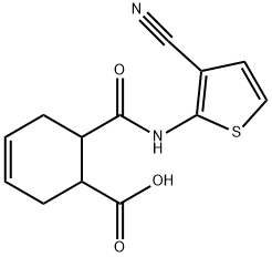 6-((3-cyanothiophen-2-yl)carbamoyl)cyclohex-3-enecarboxylic acid Struktur