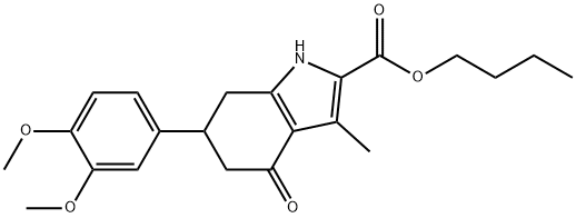 butyl 6-(3,4-dimethoxyphenyl)-3-methyl-4-oxo-4,5,6,7-tetrahydro-1H-indole-2-carboxylate Struktur