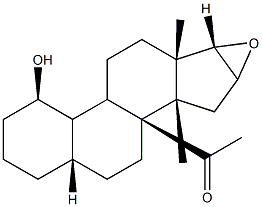 1-((2aS,4R,6aS,6bS,8aS,8bS,9aR,10aS,10bR)-4-hydroxy-6a,8a-dimethylhexadecahydro-1H-naphtho[2',1':4,5]indeno[1,2-b]oxiren-8b-yl)ethanone Struktur