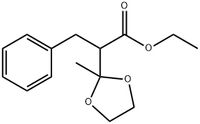 Ethyl 2-(2-methyl-1,3-dioxolan-2-yl)-3-phenylpropanoate Struktur