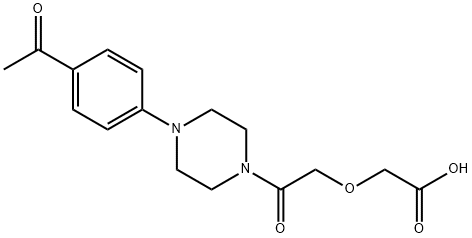 2-(2-(4-(4-acetylphenyl)piperazin-1-yl)-2-oxoethoxy)acetic acid Struktur