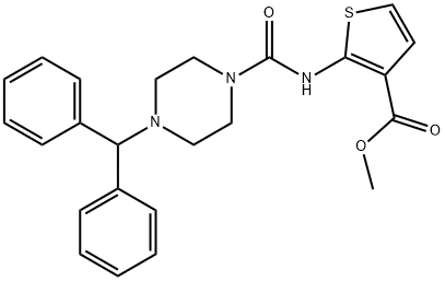 methyl 2-(4-benzhydrylpiperazine-1-carboxamido)thiophene-3-carboxylate Struktur