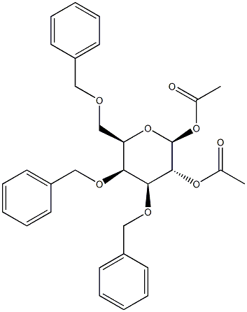 3,4,6-Tris-O-(phenylmethyl)-beta-D-galactopyranose 1,2-diacetate Struktur