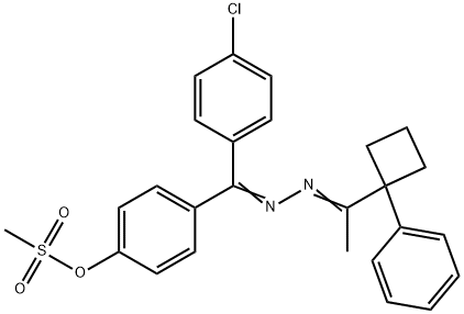 4-((4-Chlorophenyl)((1-(1-phenylcyclobutyl)ethylidene)hydrazono)methyl)phenyl methanesulfonate Struktur