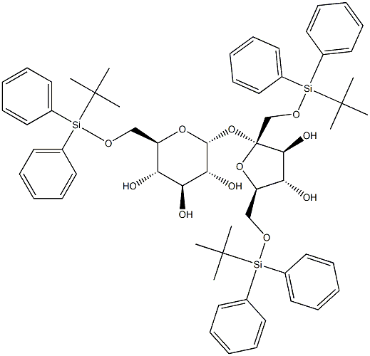 1,6-Bis-O-[(1,1-dimethylethyl)diphenylsilyl]-beta-D-fructofuranosyl 6-O-[(1,1-dimethylethyl)diphenylsilyl]-alpha-D-glucopyranoside Struktur