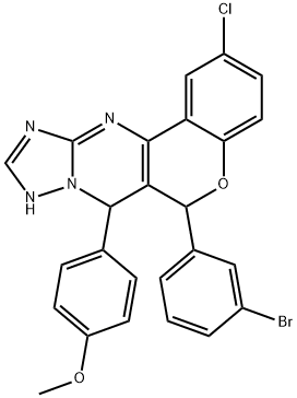 6-(3-bromophenyl)-2-chloro-7-(4-methoxyphenyl)-7,9-dihydro-6H-chromeno[4,3-d][1,2,4]triazolo[1,5-a]pyrimidine Struktur