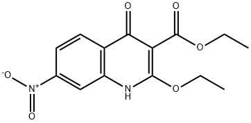 2-Ethoxy-7-nitro-4-oxo-1,4-dihydro-quinoline-3-carboxylic acid ethyl ester Struktur