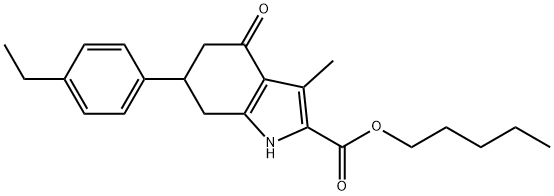 pentyl 6-(4-ethylphenyl)-3-methyl-4-oxo-4,5,6,7-tetrahydro-1H-indole-2-carboxylate Struktur