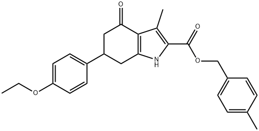 4-methylbenzyl 6-(4-ethoxyphenyl)-3-methyl-4-oxo-4,5,6,7-tetrahydro-1H-indole-2-carboxylate Struktur