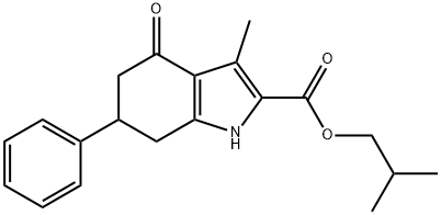 isobutyl 3-methyl-4-oxo-6-phenyl-4,5,6,7-tetrahydro-1H-indole-2-carboxylate Struktur