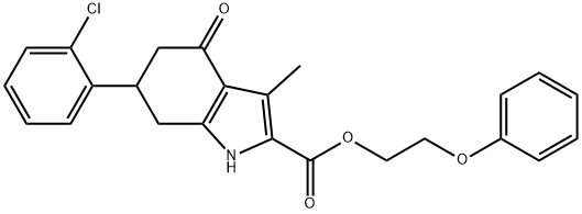 2-phenoxyethyl 6-(2-chlorophenyl)-3-methyl-4-oxo-4,5,6,7-tetrahydro-1H-indole-2-carboxylate Struktur