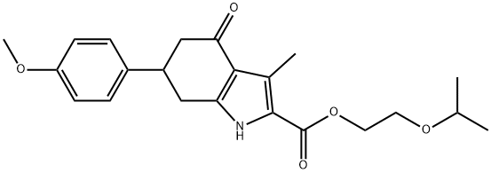 2-isopropoxyethyl 6-(4-methoxyphenyl)-3-methyl-4-oxo-4,5,6,7-tetrahydro-1H-indole-2-carboxylate Struktur