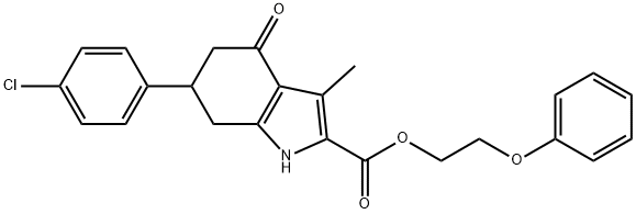 2-phenoxyethyl 6-(4-chlorophenyl)-3-methyl-4-oxo-4,5,6,7-tetrahydro-1H-indole-2-carboxylate Struktur