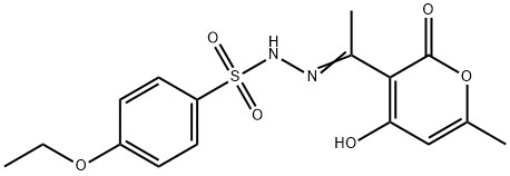 (E)-4-ethoxy-N'-(1-(4-hydroxy-6-methyl-2-oxo-2H-pyran-3-yl)ethylidene)benzenesulfonohydrazide Struktur