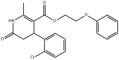 2-phenoxyethyl 4-(2-chlorophenyl)-2-methyl-6-oxo-1,4,5,6-tetrahydropyridine-3-carboxylate Struktur