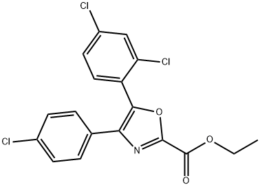 Ethyl 4-(4-chlorophenyl)-5-(2,4-dichlorophenyl)oxazole-2-carboxylate Struktur