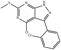 4-Chloro-3-(2-chlorophenyl)-6-(methylthio)-1H-pyrazolo[3,4-d]pyrimidine Struktur