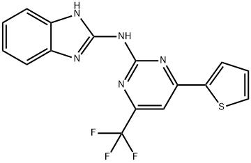 N-[4-(2-thienyl)-6-(trifluoromethyl)-2-pyrimidinyl]-1H-benzimidazol-2-amine Struktur