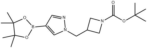 tert-butyl 3-{[4-(tetramethyl-1,3,2-dioxaborolan-2-yl)-1H-pyrazol-1-yl]methyl}azetidine-1-carboxylate Struktur