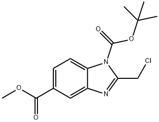 1-tert-Butyl 5-methyl 2-(chloromethyl)-1H-benzo[d]imidazole-1,5-dicarboxylate Struktur