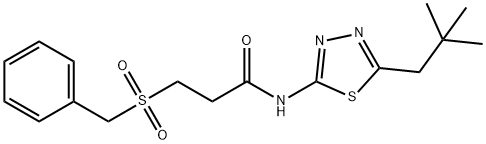 3-(benzylsulfonyl)-N-[5-(2,2-dimethylpropyl)-1,3,4-thiadiazol-2-yl]propanamide Struktur