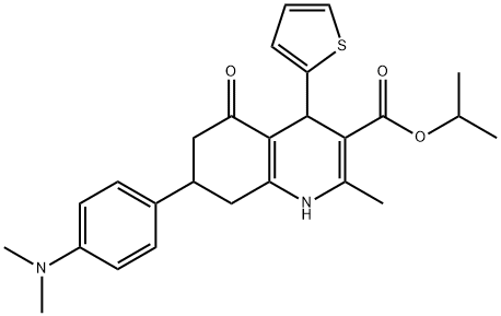 isopropyl 7-(4-(dimethylamino)phenyl)-2-methyl-5-oxo-4-(thiophen-2-yl)-1,4,5,6,7,8-hexahydroquinoline-3-carboxylate Struktur