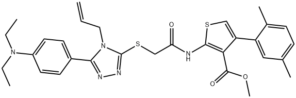 methyl 2-(2-((4-allyl-5-(4-(diethylamino)phenyl)-4H-1,2,4-triazol-3-yl)thio)acetamido)-4-(2,5-dimethylphenyl)thiophene-3-carboxylate Struktur