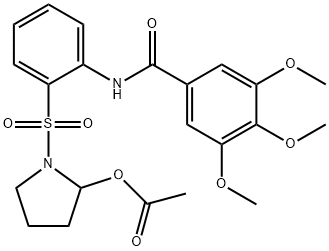 1-((2-(3,4,5-trimethoxybenzamido)phenyl)sulfonyl)pyrrolidin-2-yl acetate Struktur