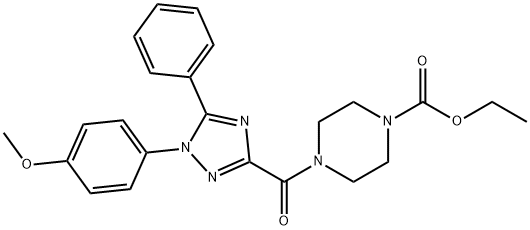 ethyl 4-(1-(4-methoxyphenyl)-5-phenyl-1H-1,2,4-triazole-3-carbonyl)piperazine-1-carboxylate Struktur