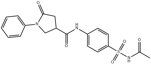 N-[4-(acetylsulfamoyl)phenyl]-5-oxo-1-phenylpyrrolidine-3-carboxamide Struktur